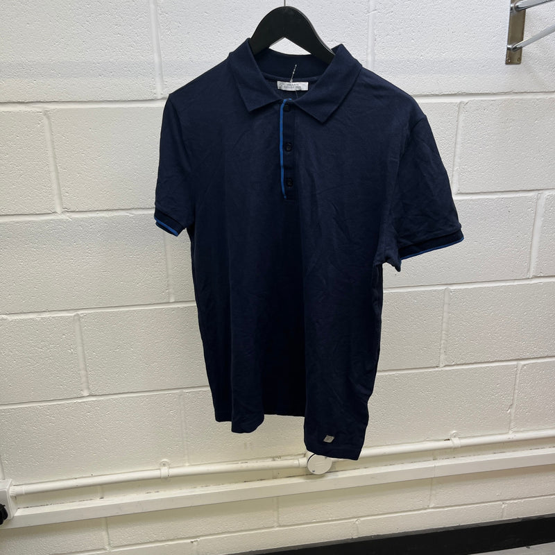 Men's Plaque Logo Polo Shirt Navy Size L