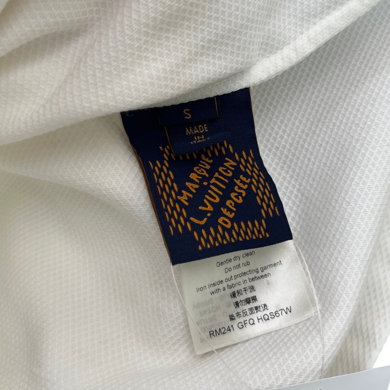 Men's Poplin Crystal Embellished Lv Polo Shirt White Size S - Photo 8