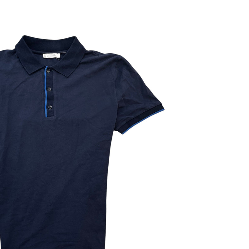 Men's Plaque Logo Polo Shirt Navy Size L