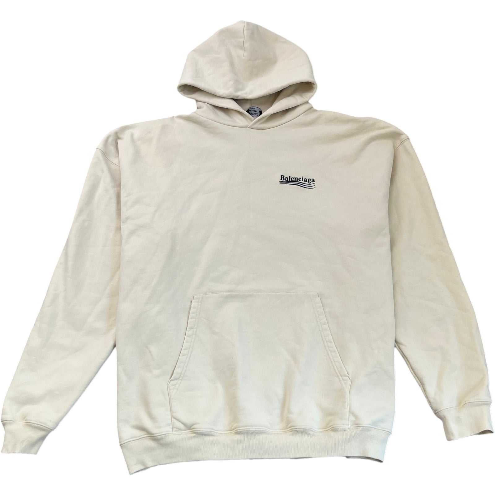 Men's Oversized Political Campaign Logo Hoodie Cream Size XXS - Photo 1