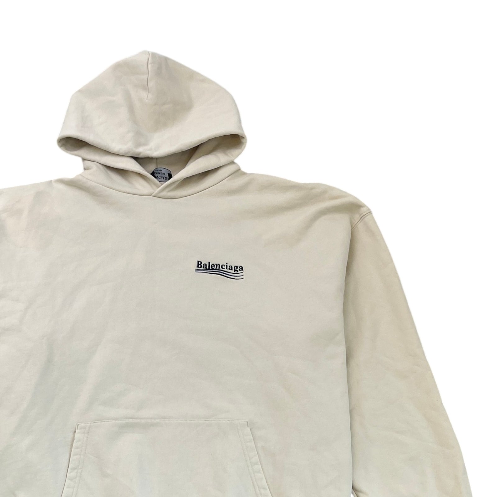 Men's Oversized Political Campaign Logo Hoodie Cream Size XXS - Photo 3