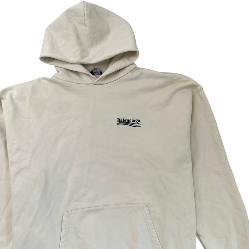 Men's Oversized Political Campaign Logo Hoodie Cream Size XXS
