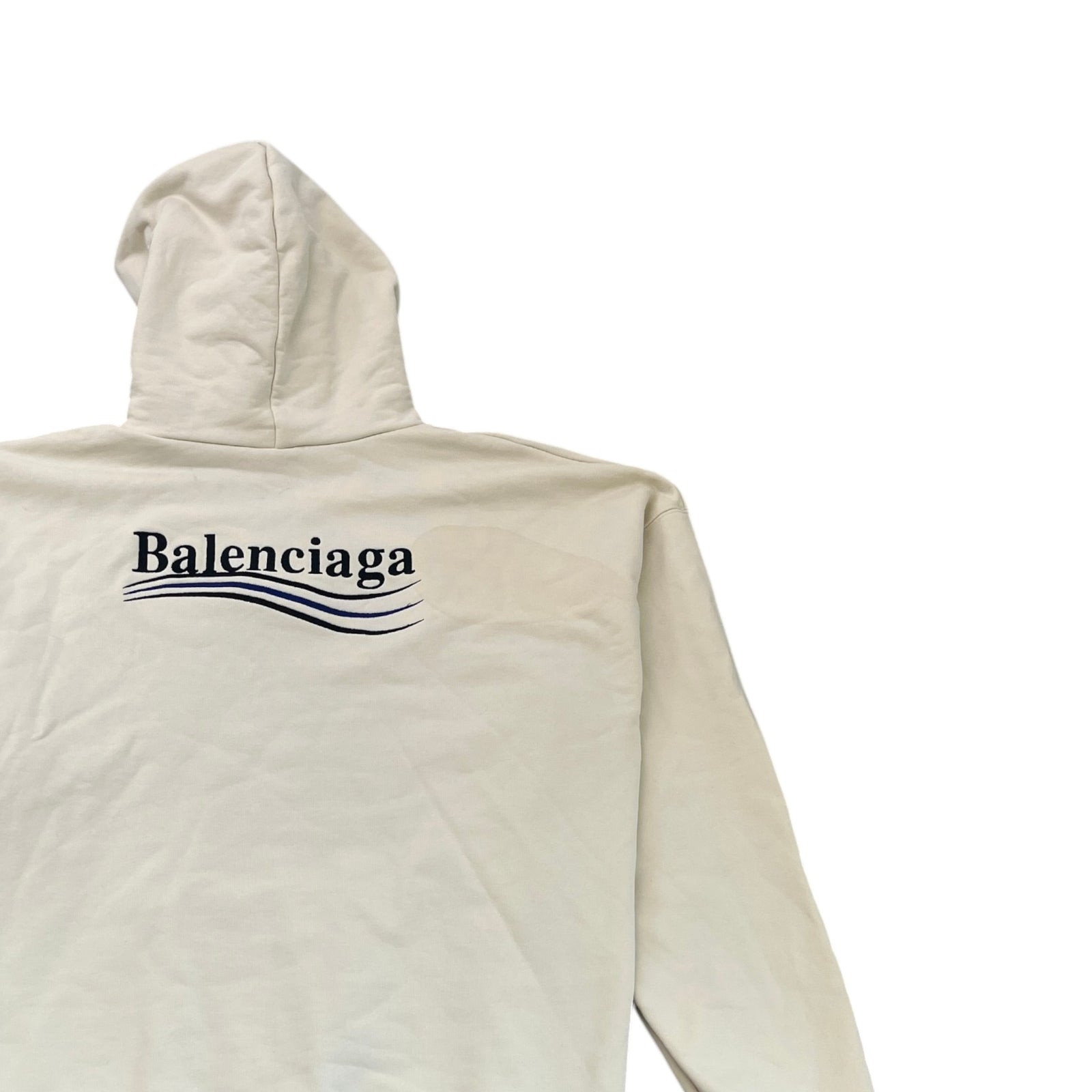Men's Oversized Political Campaign Logo Hoodie Cream Size XXS - Photo 4