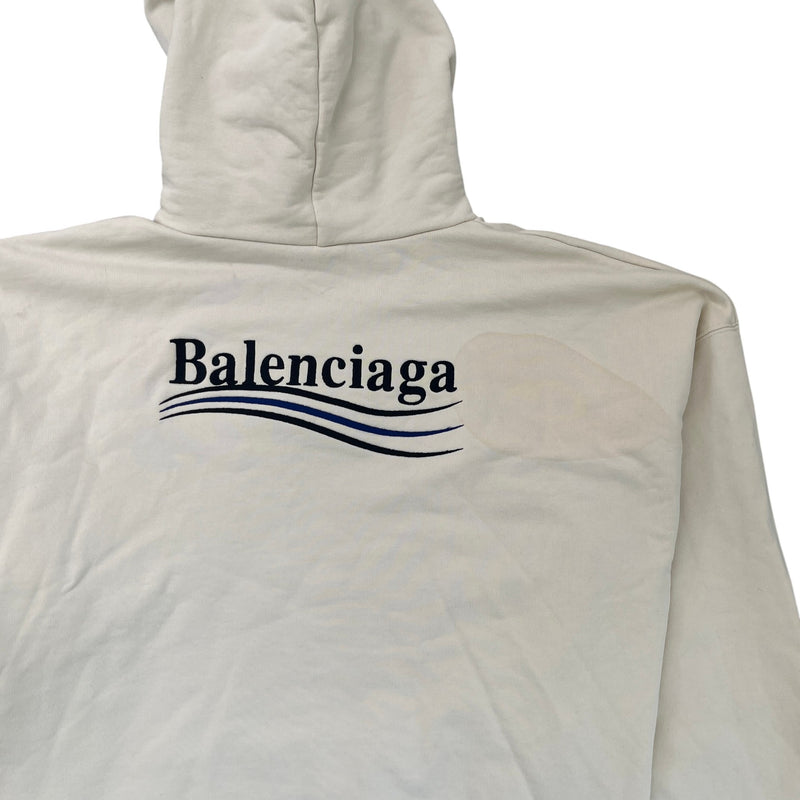 Men's Oversized Political Campaign Logo Hoodie Cream Size XXS