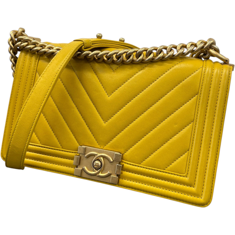 Women's Chevron Boy Flap Bag Yellow