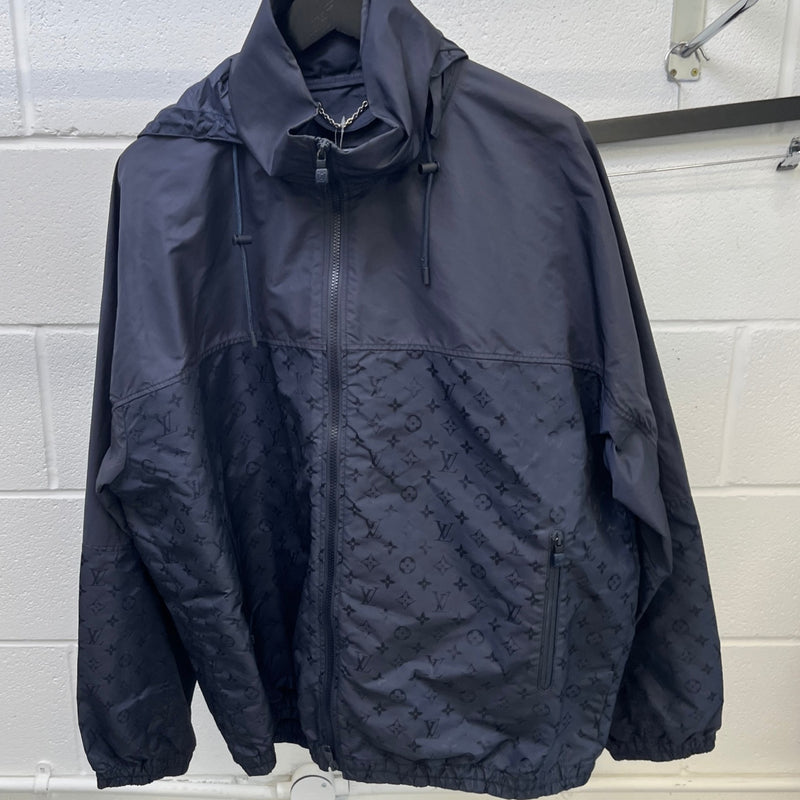 Men's Monogram Hooded Windbreaker Navy Size IT 54 / XXL