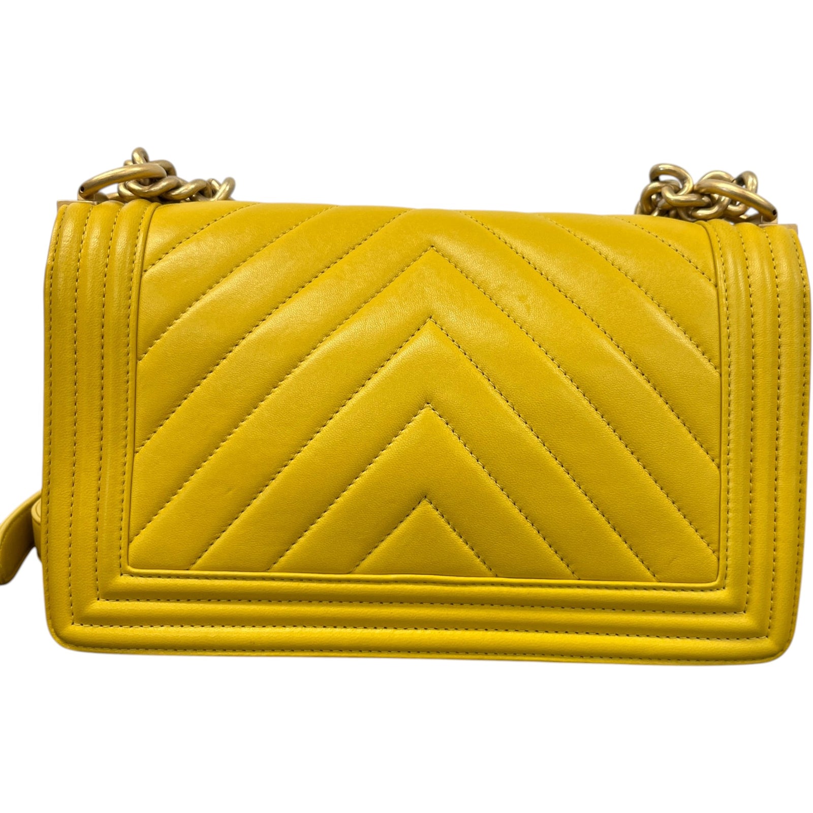 Women's Chevron Boy Flap Bag Yellow - Photo 3