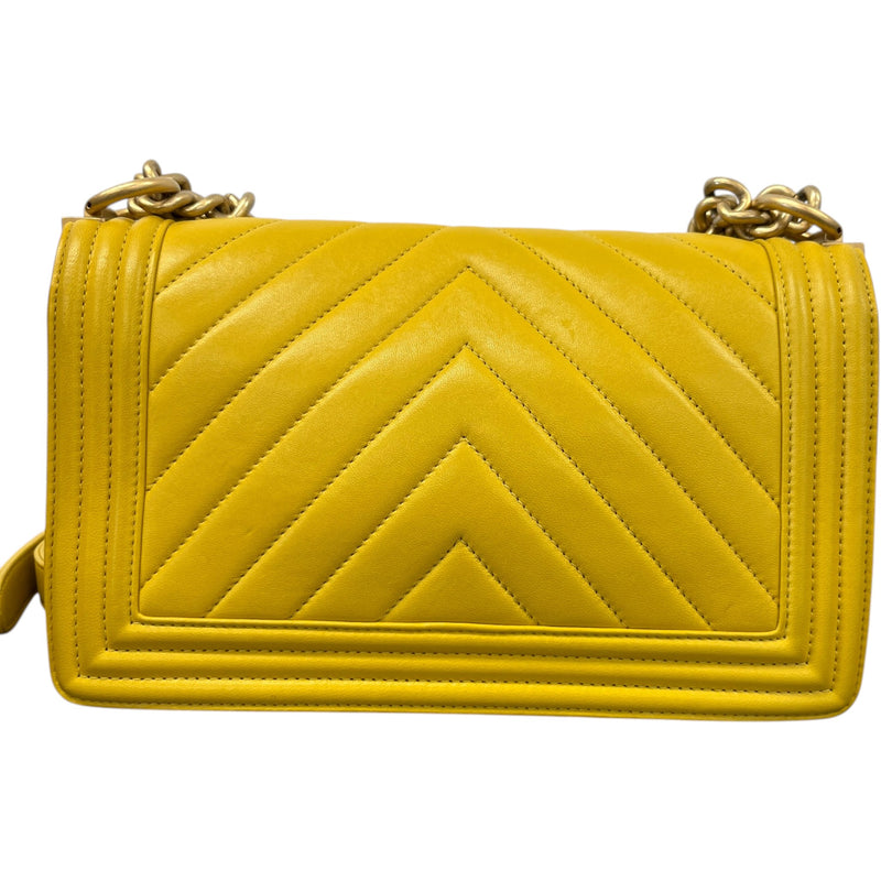 Women's Chevron Boy Flap Bag Yellow