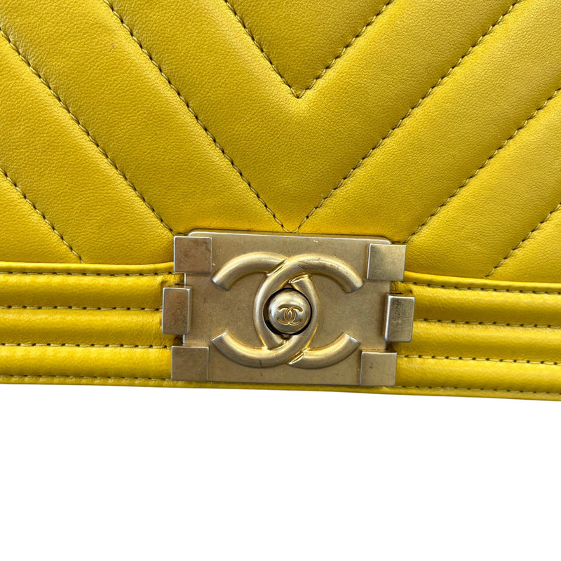 Women's Chevron Boy Flap Bag Yellow