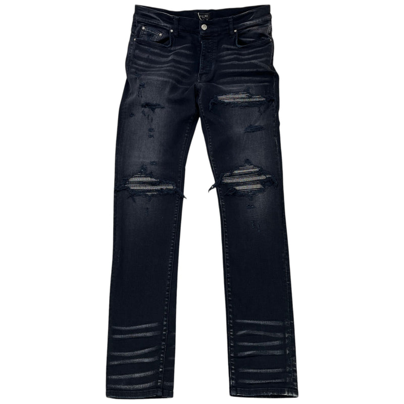 Men's MX1 Iridescent Distressed Ripped Jeans Black Size XL / W36