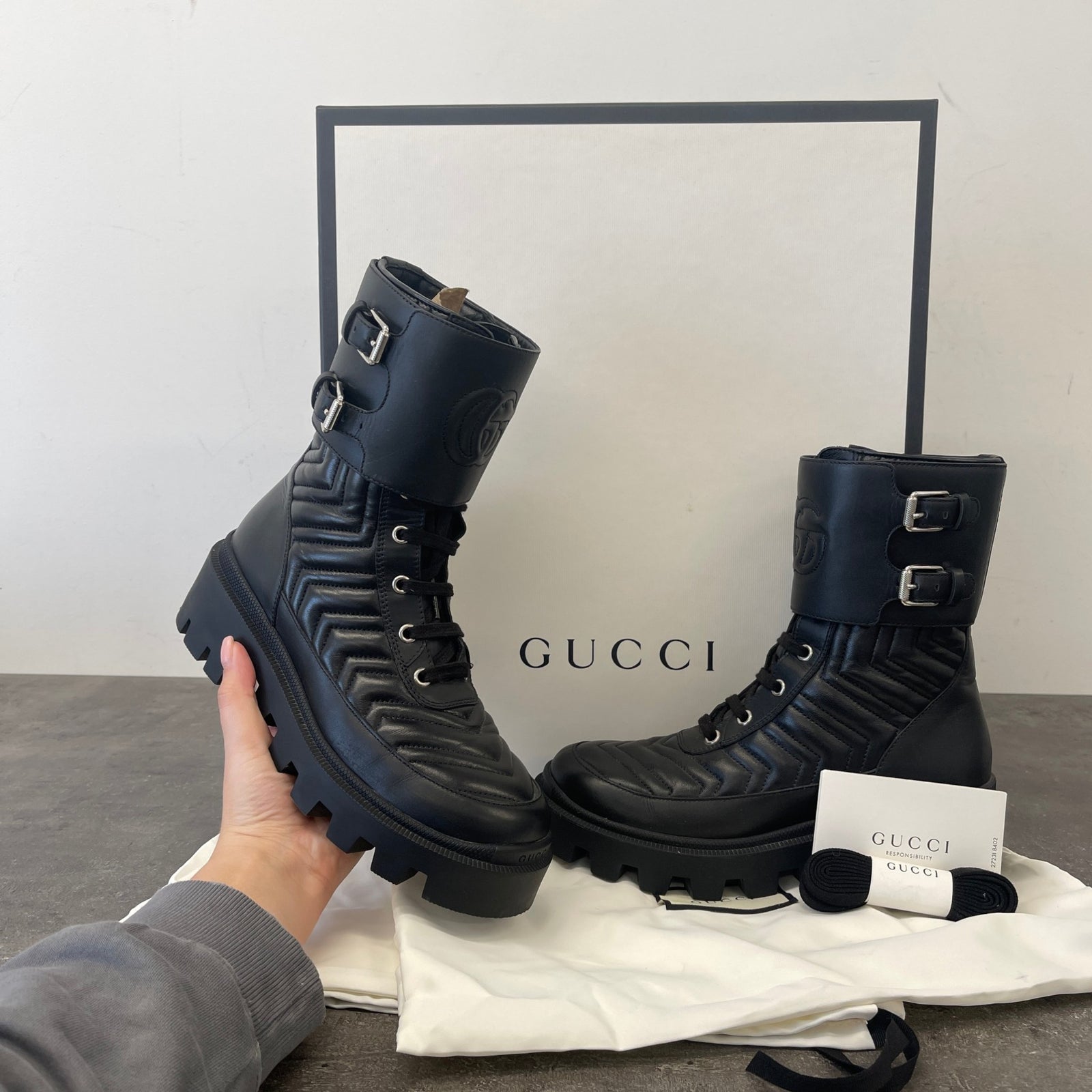 Women's Gg Marmont Boots Black Size EU 36 / UK 3 - Photo 13