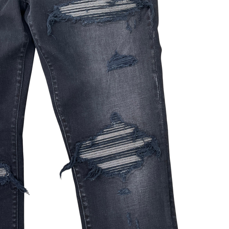 Men's MX1 Iridescent Distressed Ripped Jeans Black Size XL / W36