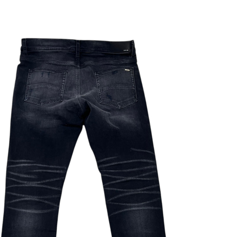 Men's MX1 Iridescent Distressed Ripped Jeans Black Size XL / W36