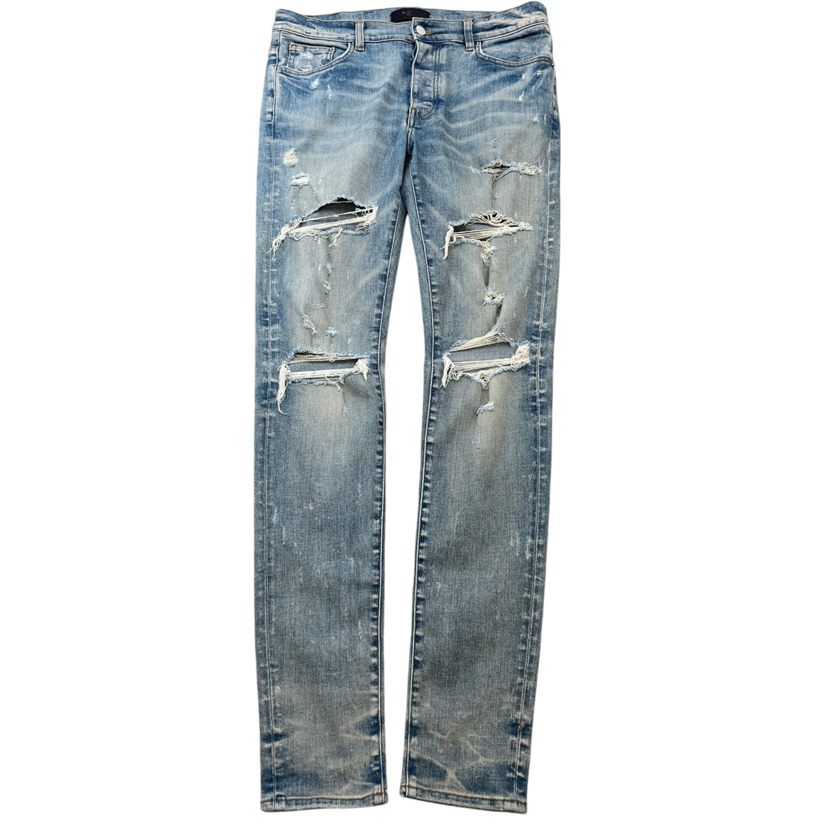 Men's Distressed Skinny Jeans Blue Size L / W34 - Photo 1