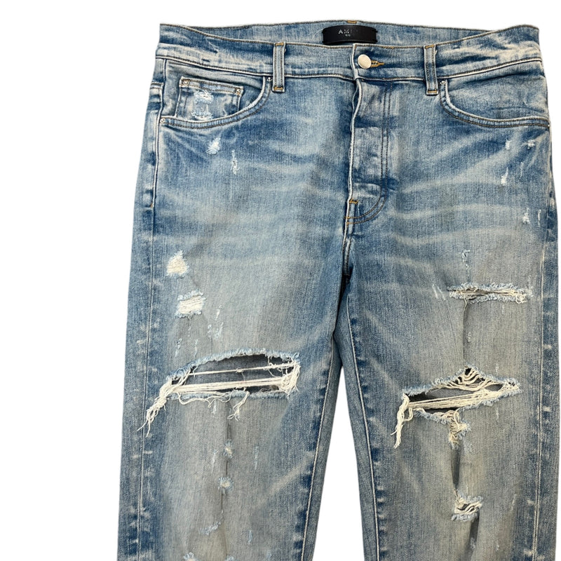 Men's Distressed Skinny Jeans Blue Size L / W34