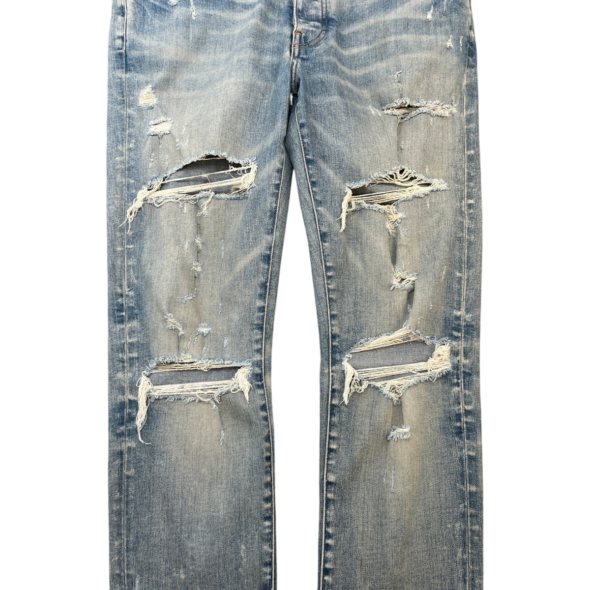 Men's Distressed Skinny Jeans Blue Size L / W34 - Photo 6