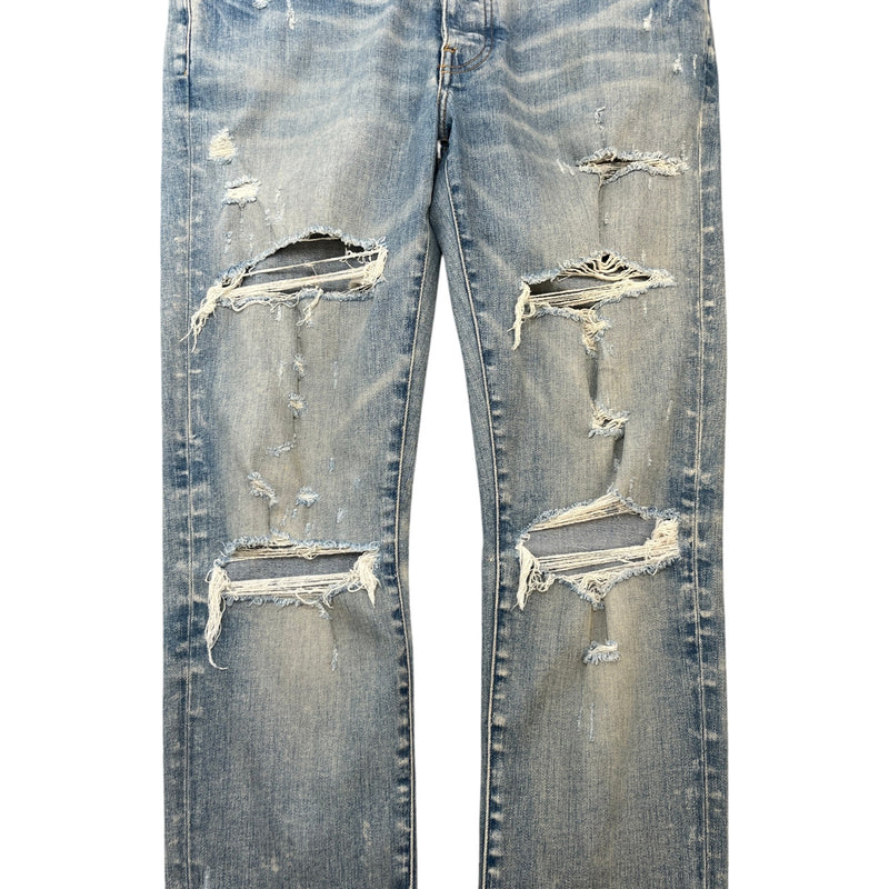 Men's Distressed Skinny Jeans Blue Size L / W34