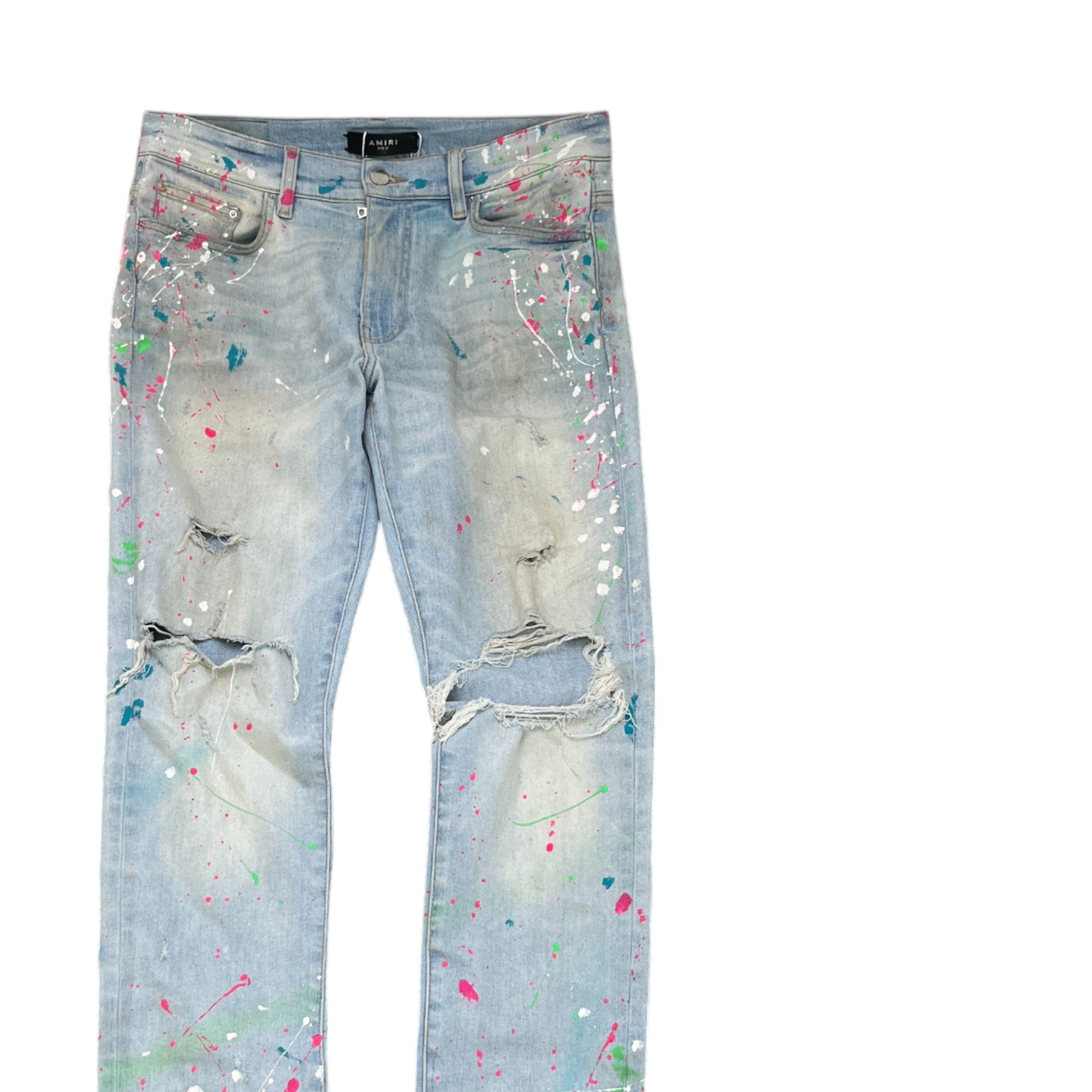 Ppsnabha Denim Jacket With Paint Splatter Leather Windbreaker Sale