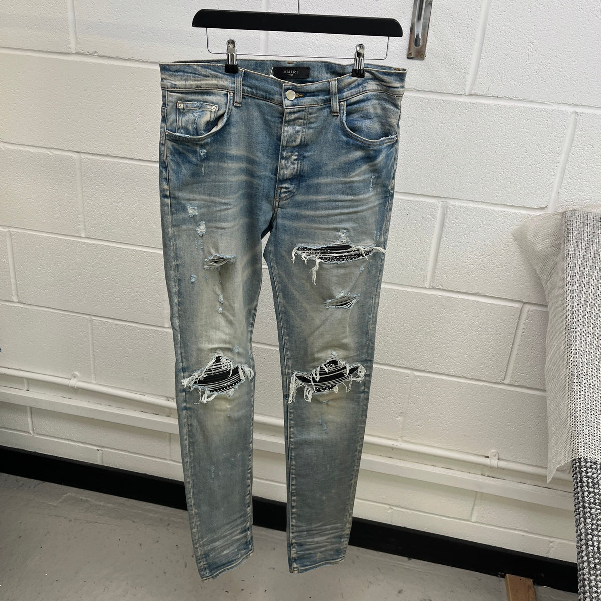Men's Mx1 Distressed Bandana Jeans Blue Size L / W34 - Photo 9