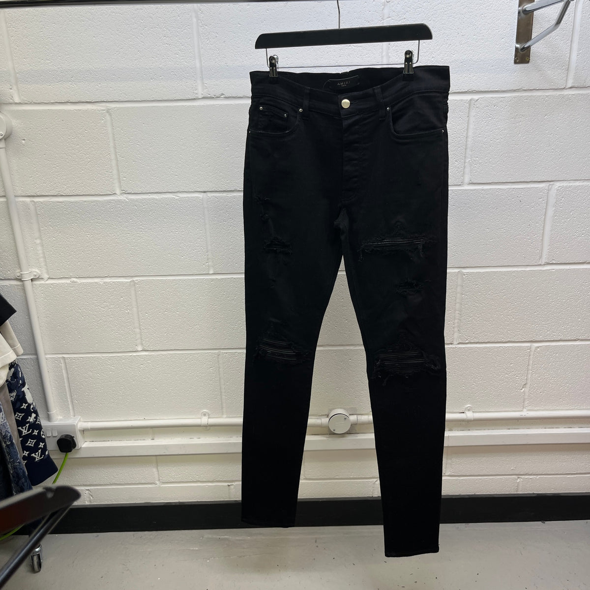Men's MX1 Distressed Skinny Jeans Black Size L / W34 - Photo 7