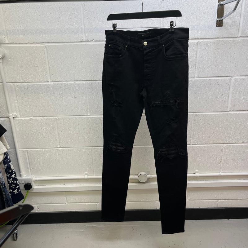 Men's MX1 Distressed Skinny Jeans Black Size L / W34