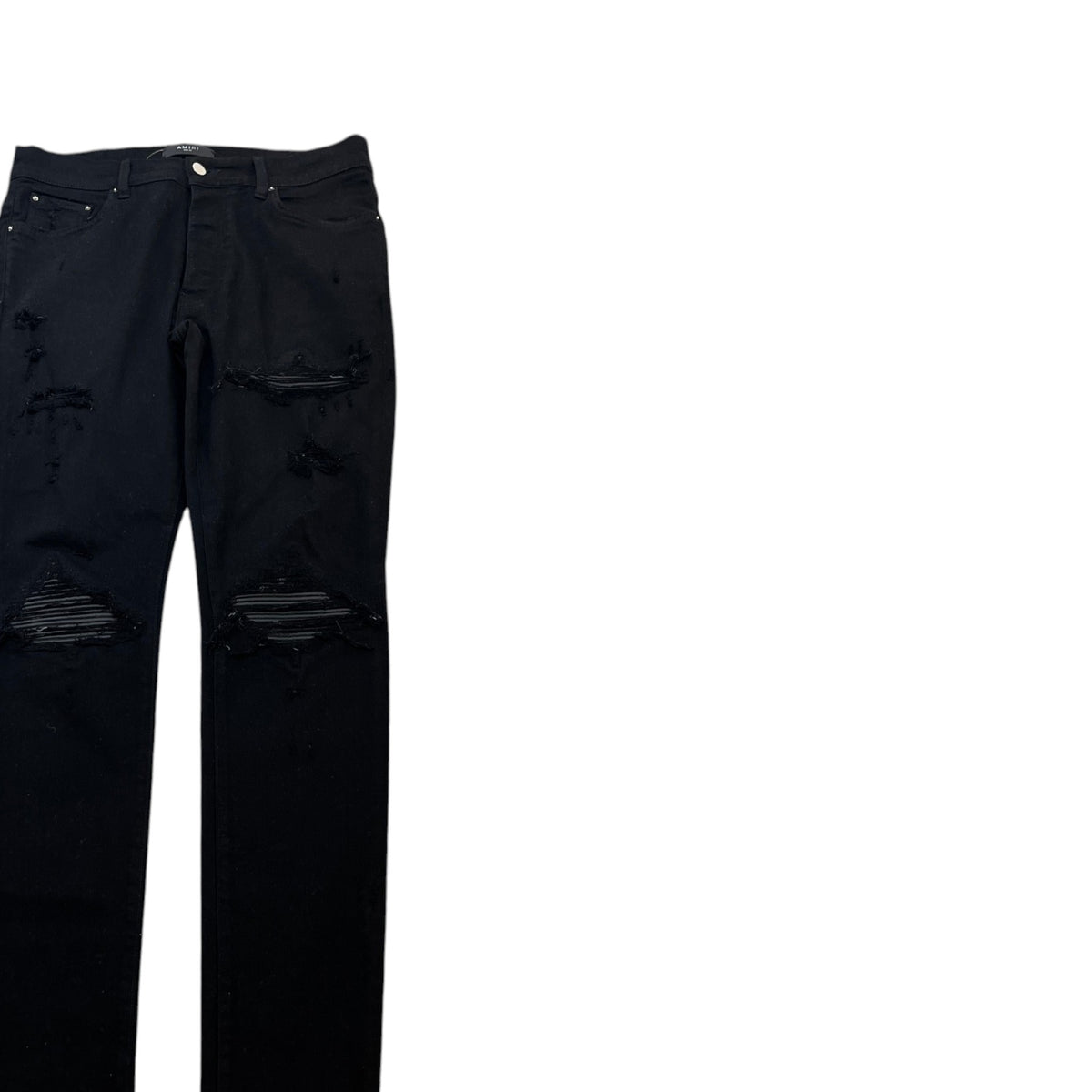Men's MX1 Distressed Skinny Jeans Black Size L / W34 - Photo 3
