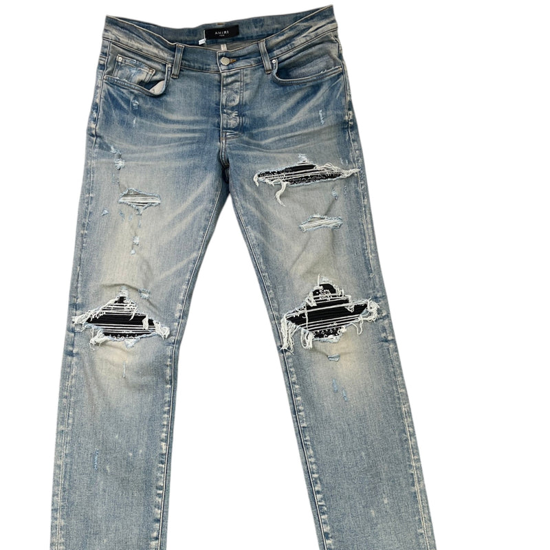 Men's Mx1 Distressed Bandana Jeans Blue Size L / W34