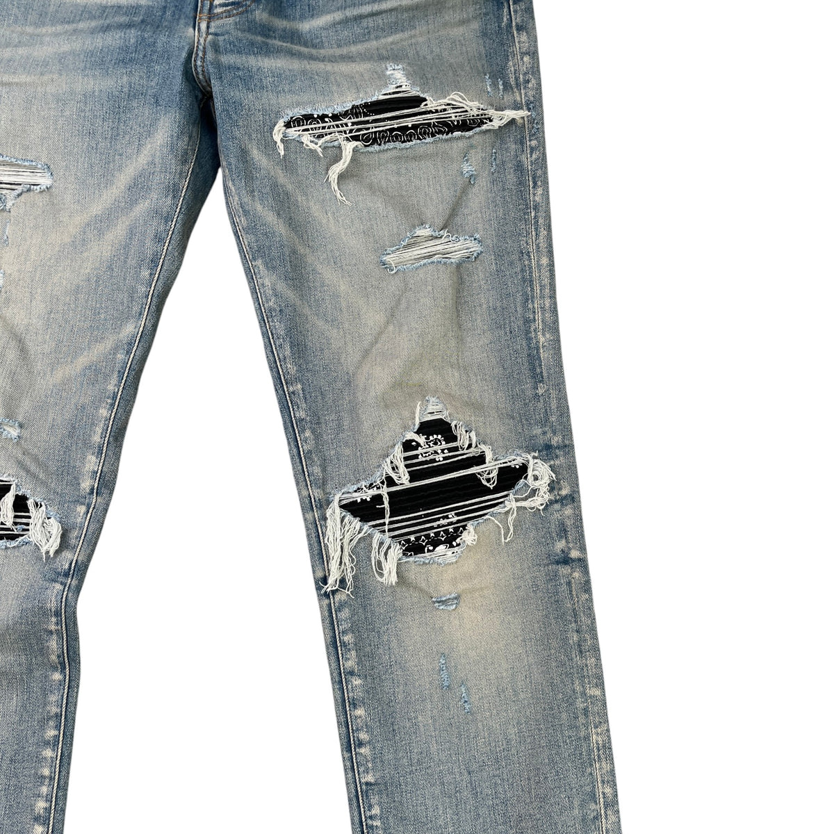 Men's Mx1 Distressed Bandana Jeans Blue Size L / W34 - Photo 5