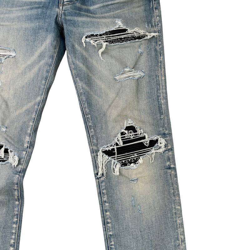 Men's Mx1 Distressed Bandana Jeans Blue Size L / W34