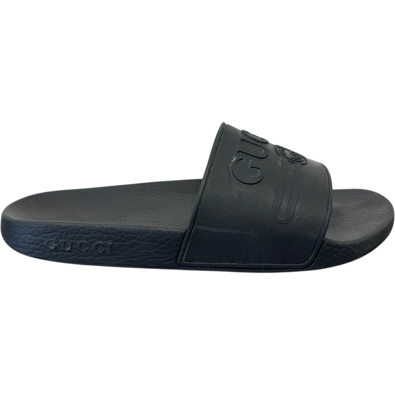 Men's Embossed Logo Slides Black Size UK 7 / EU 41