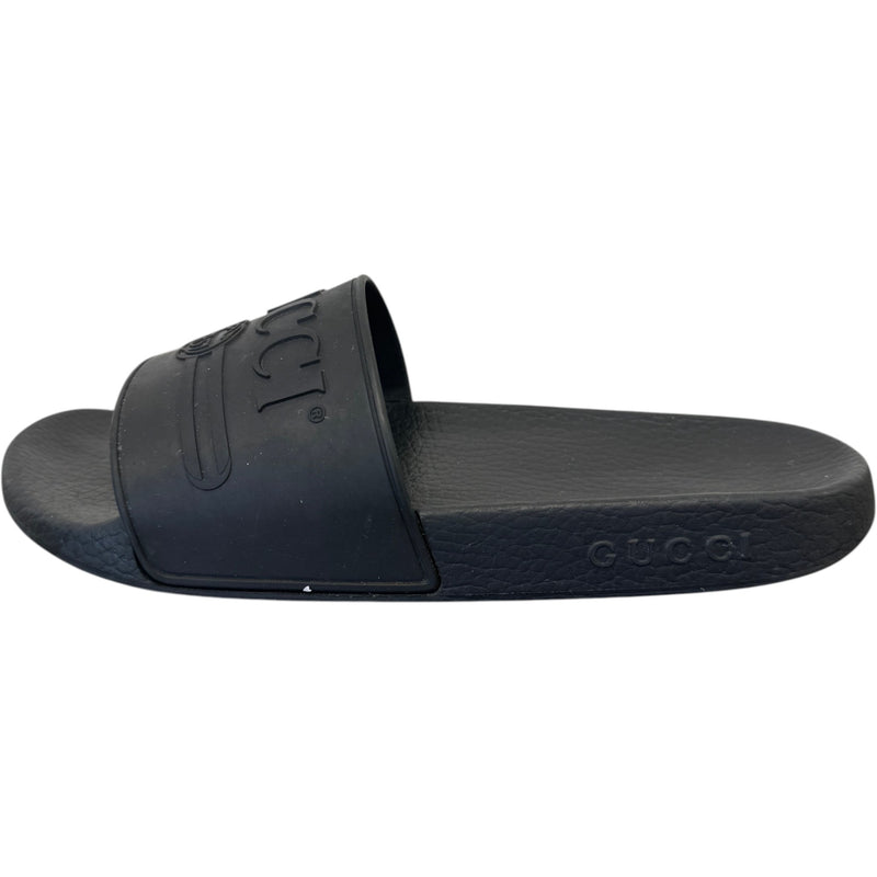 Men's Embossed Logo Slides Black Size UK 7 / EU 41