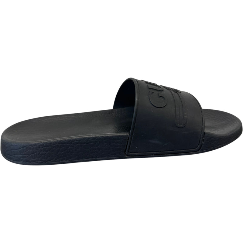 Men's Embossed Logo Slides Black Size UK 7 / EU 41