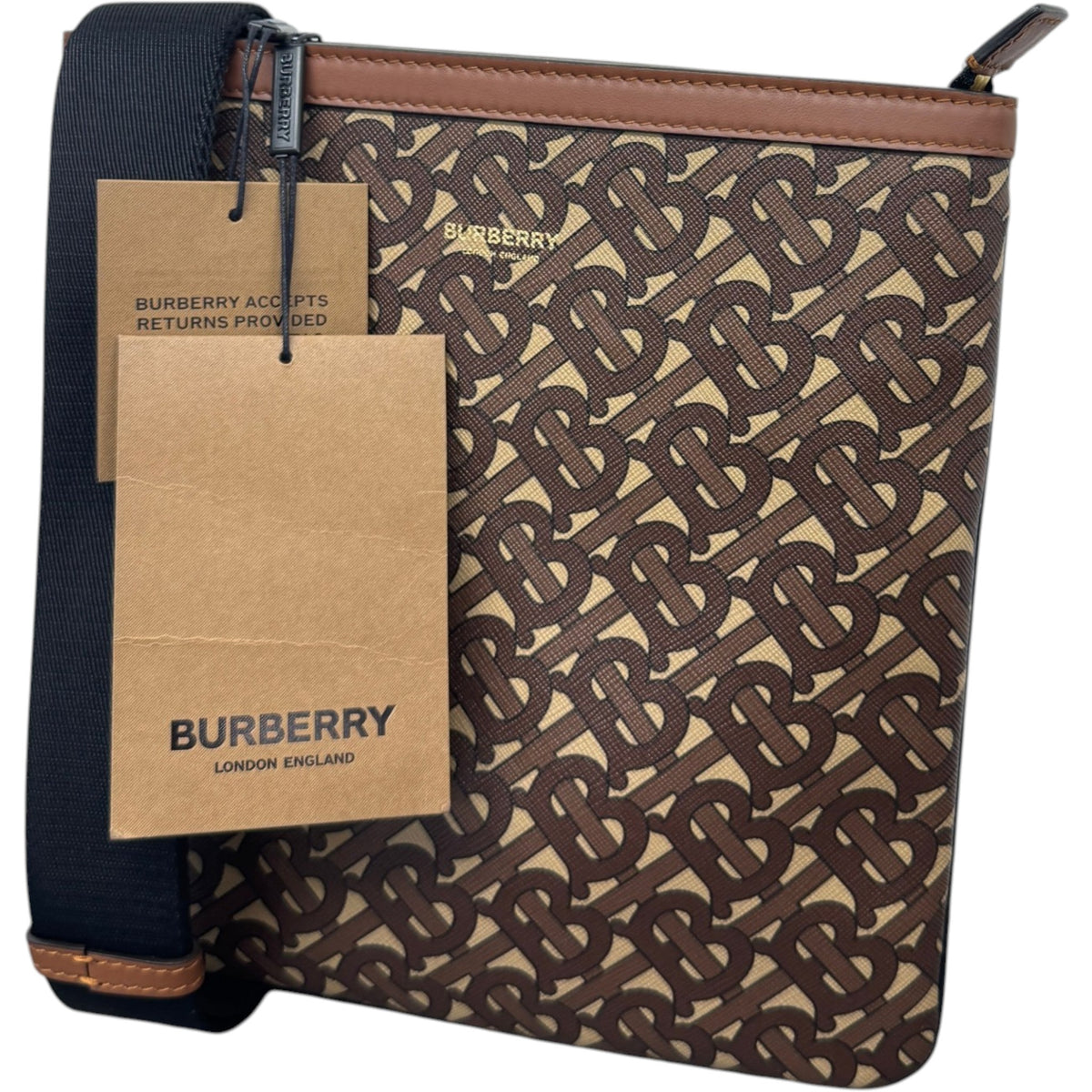 Men's TB Monogram Messenger Bag Brown - Photo 4