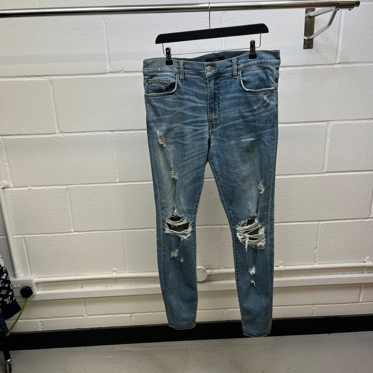 Men's MX1 Distressed Skinny Jeans Blue Size XL / W36 - Photo 9