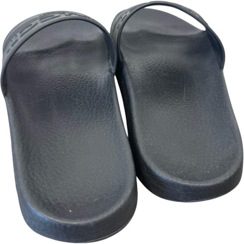 Men's Embossed Logo Slides Black Size UK 7 / EU 41