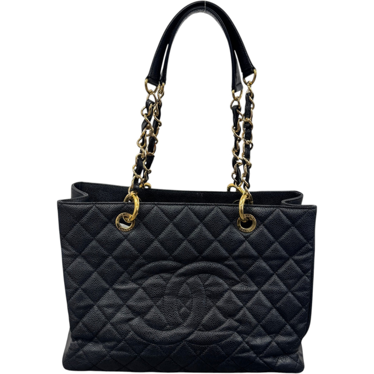 Women's Caviar Quilted Shopping Tote Handbag Black - Photo 1