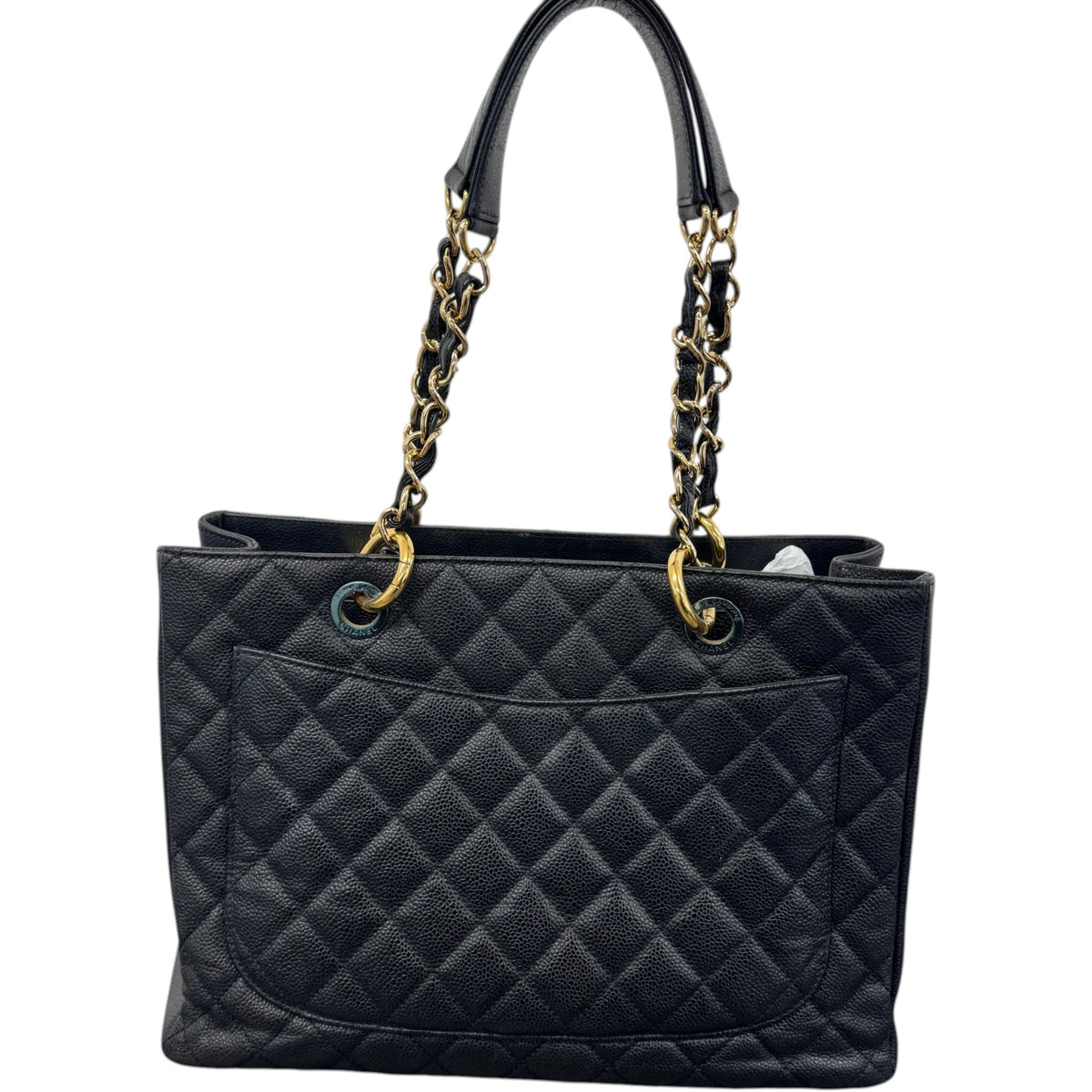 Women's Caviar Quilted Shopping Tote Handbag Black - Photo 3