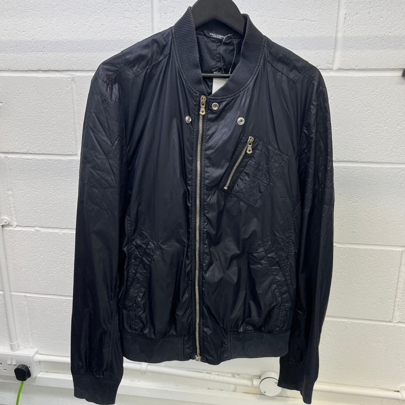 Men's Plaque Logo Bomber Jacket Black Size IT 52 / XL