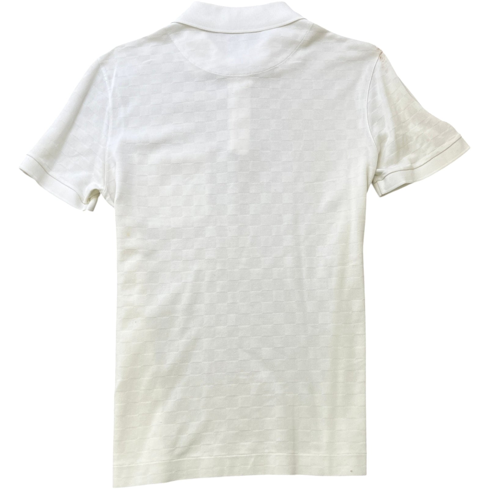 Men's Embroidered Damier Logo Polo Shirt White Size S - Photo 2