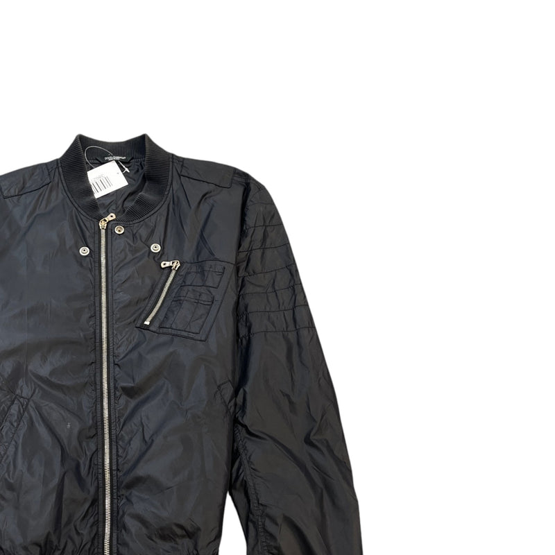 Men's Plaque Logo Bomber Jacket Black Size IT 52 / XL