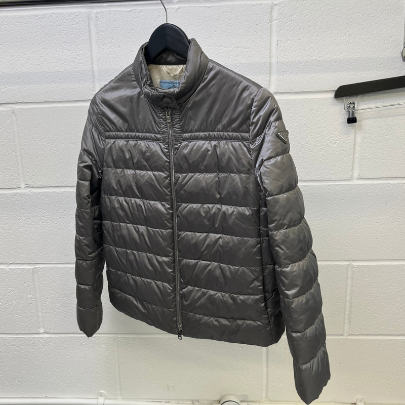 Women's Triangle Logo Nylon Down Jacket Silver Size IT 40 / UK 8