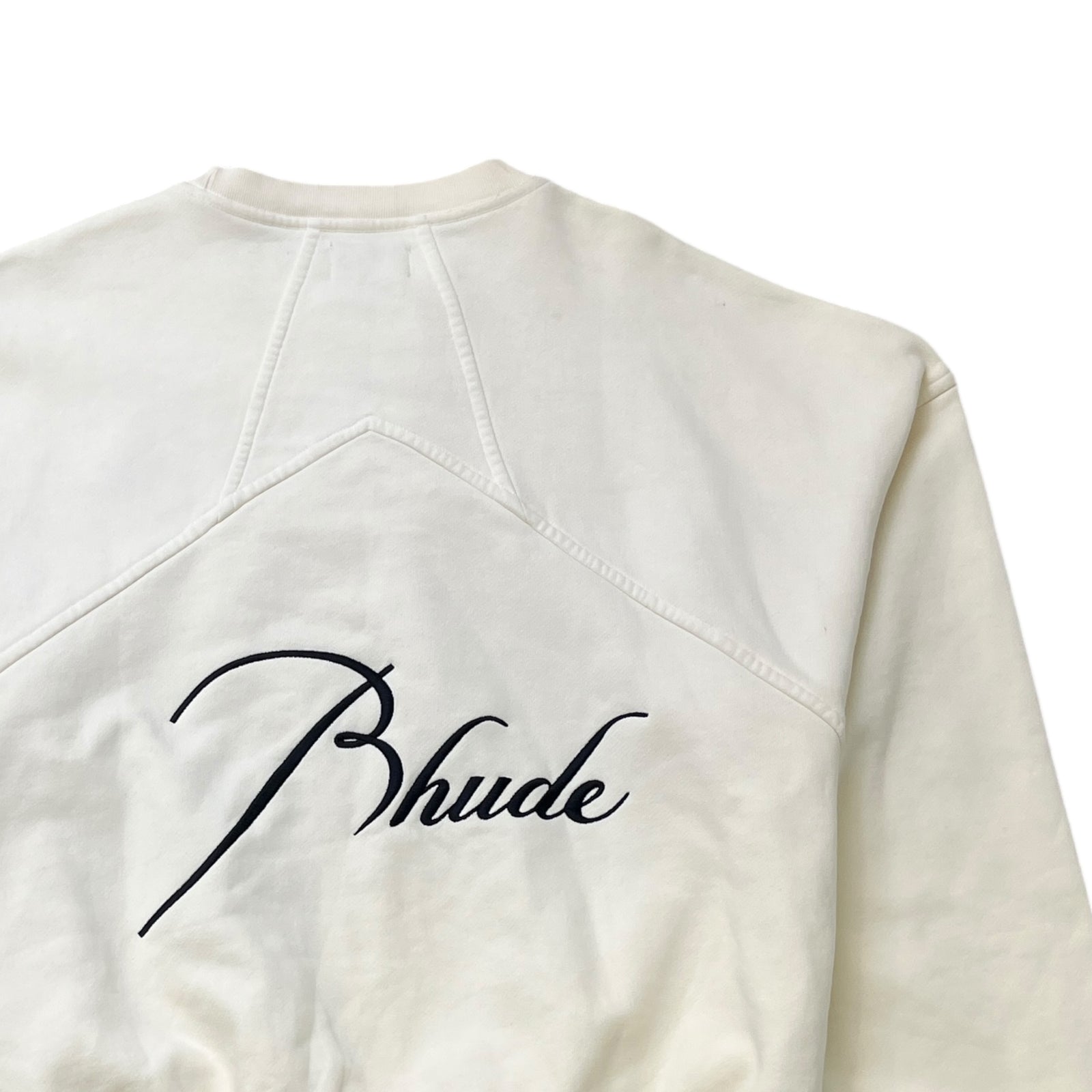 Men's Embroidered Logo Sweatshirt Cream Size S - Photo 4