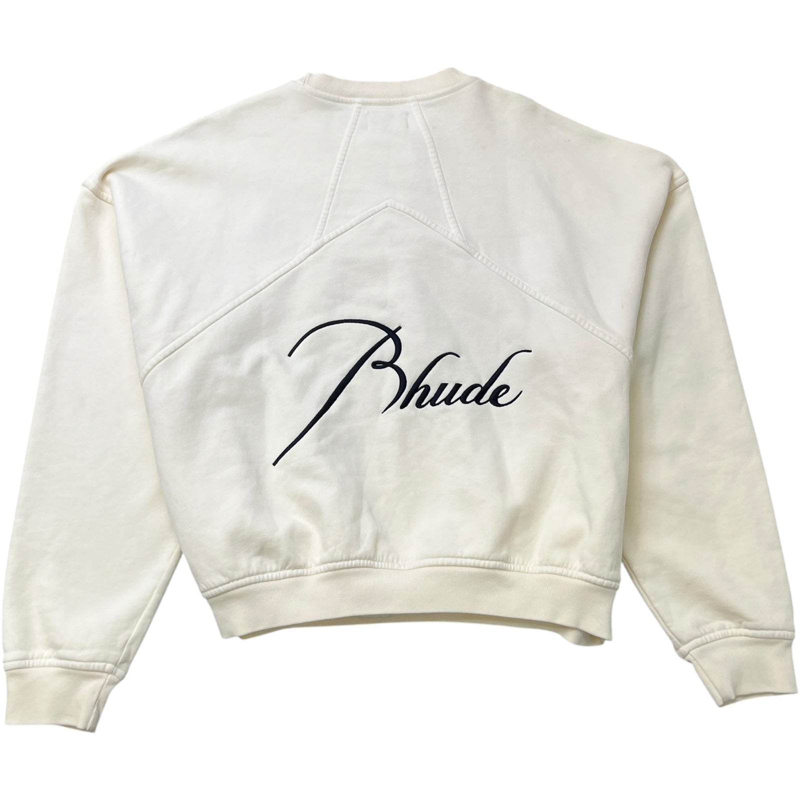 Men's Embroidered Logo Sweatshirt Cream Size S - Photo 2