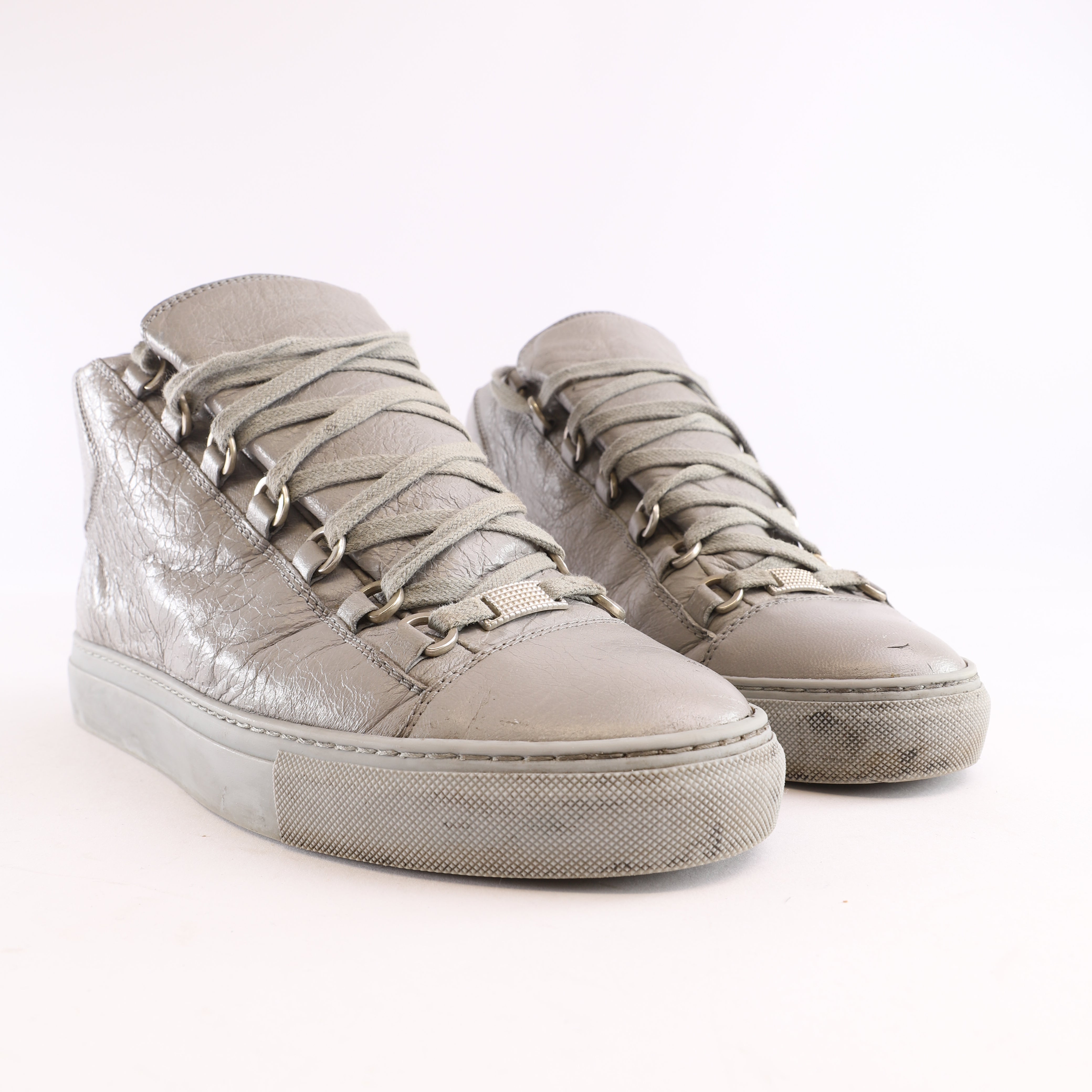 Arena leather high trainers Balenciaga Grey size 40 EU in Leather  13468225