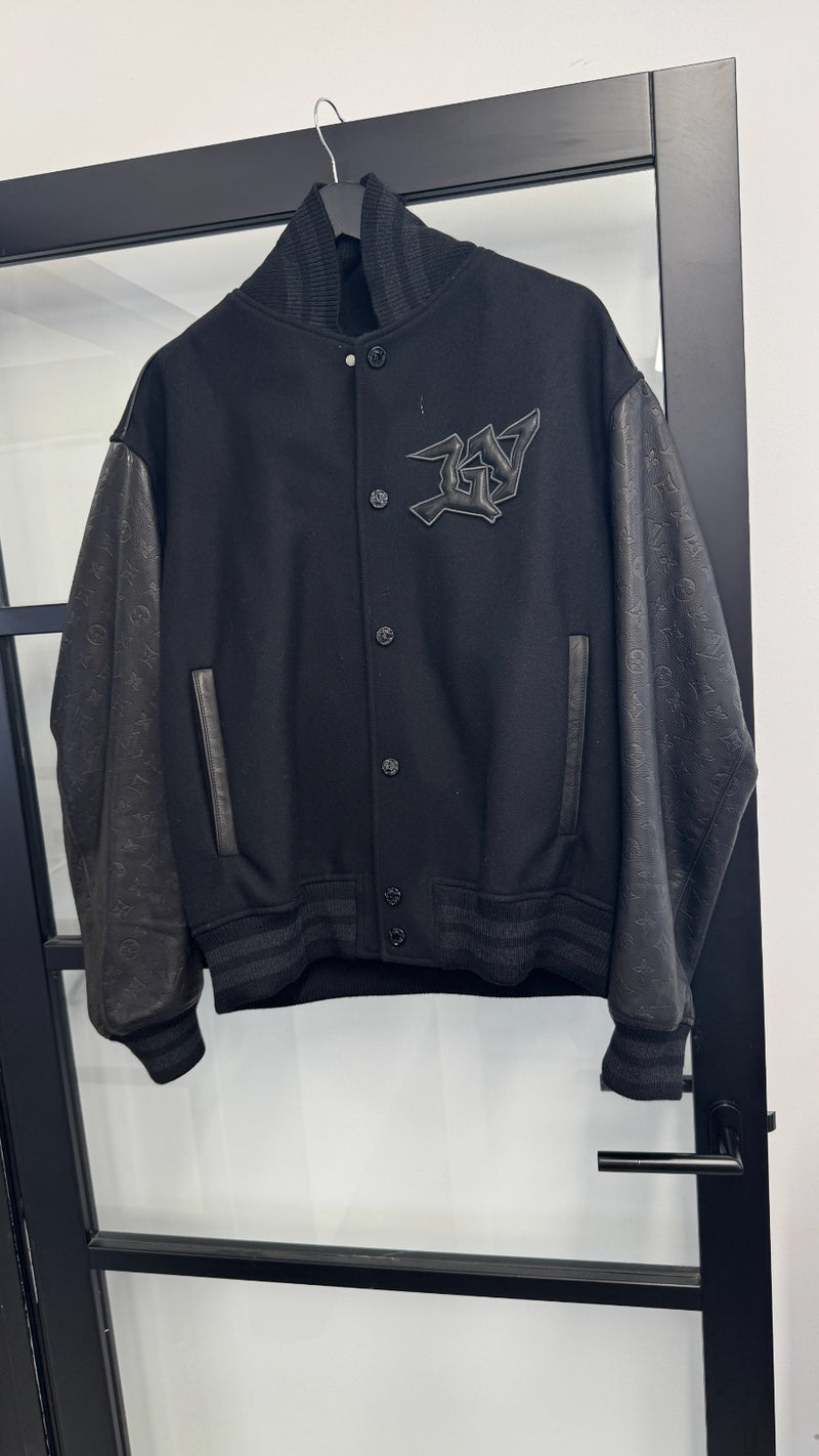 Men's Embossed Monogram Varsity Jacket Black Size IT 52 / XL