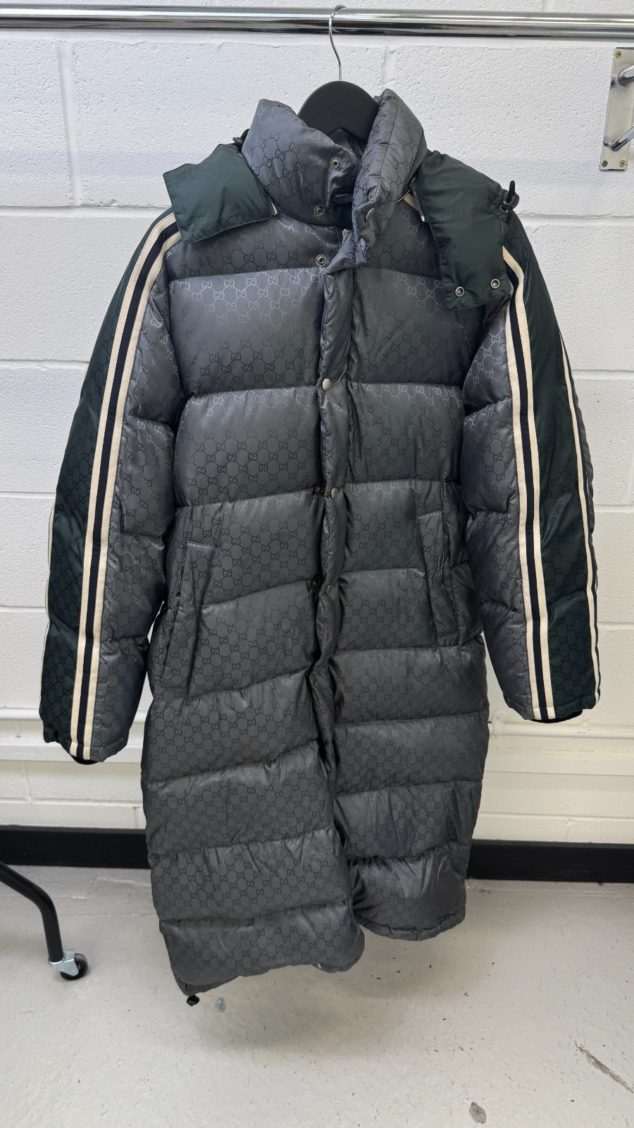 Men's Gg Jacquard Down Jacket Grey Size IT 44 / XS - Photo 10