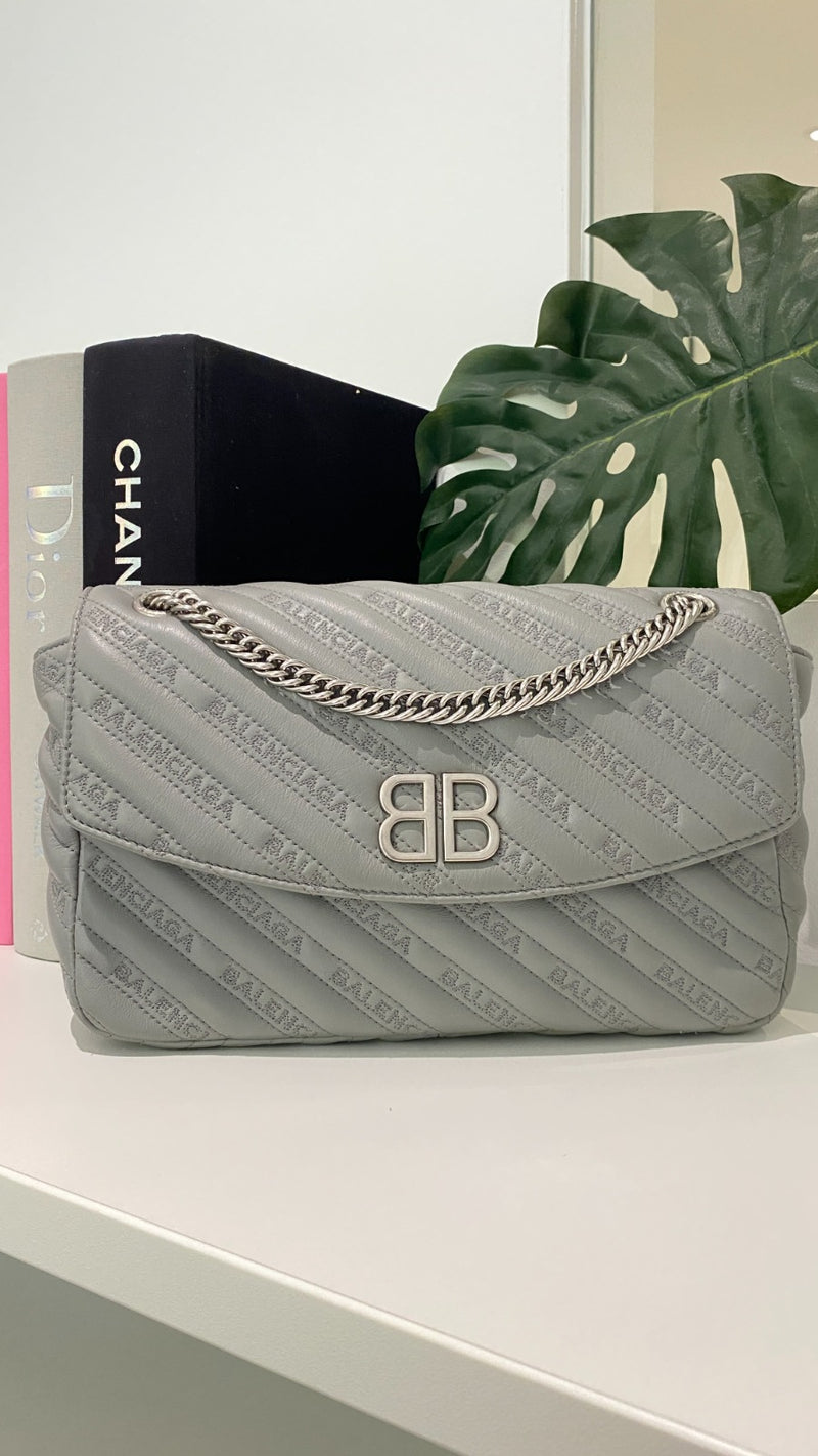 Women's Bb Quilted Embossed Bag Grey