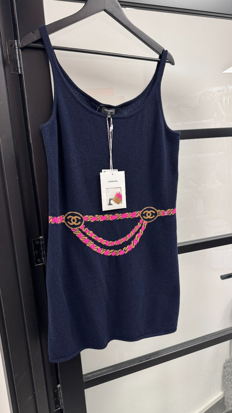 Chanel Women's Cashmere Dress Top Navy Size 10