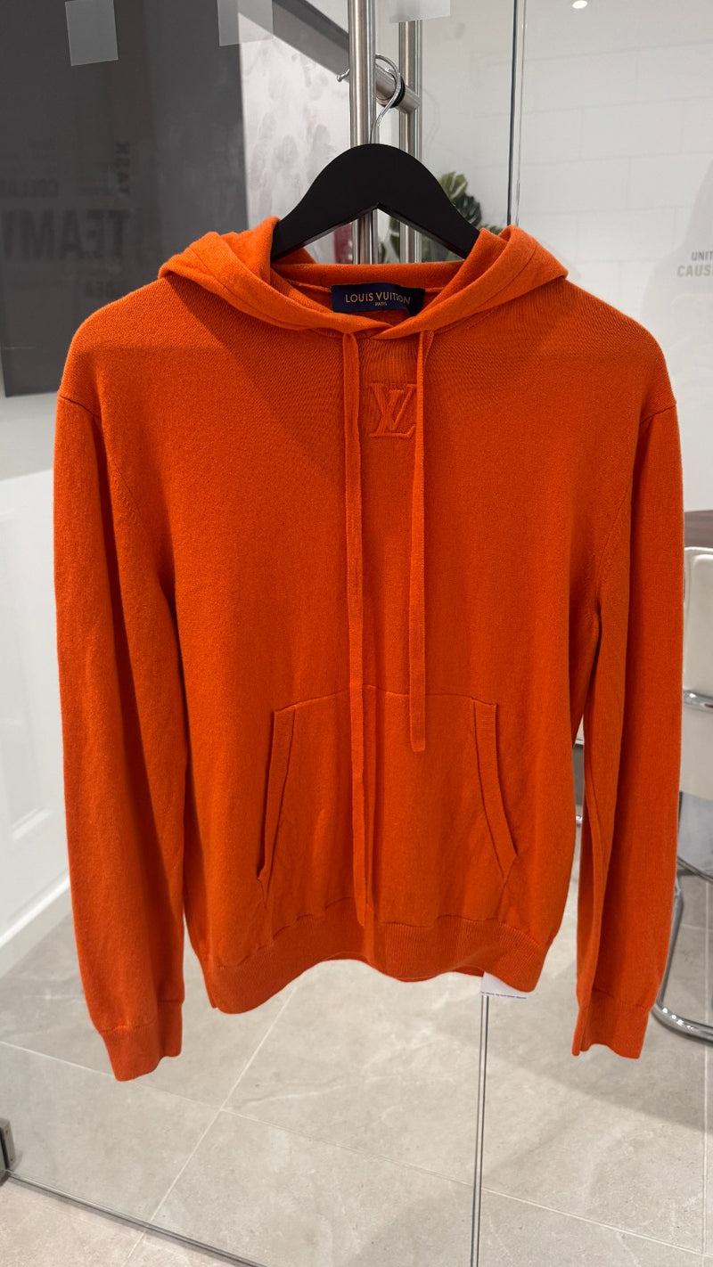 Louis Vuitton Men's Embossed LV Hoodie Orange Size M