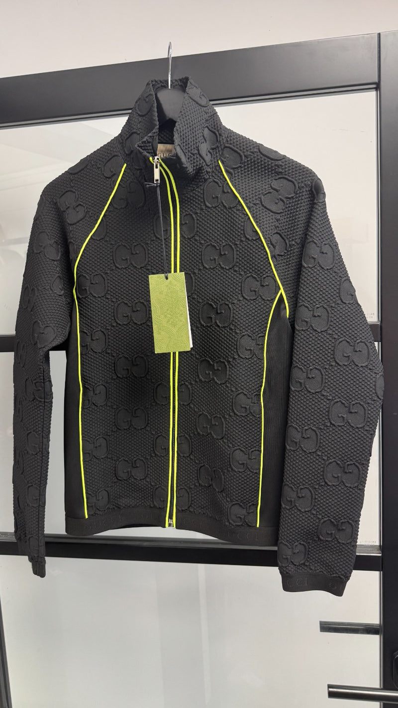 Men's Gg Stretch-Jersey Neoprene Zip Track Jacket Black Size XS